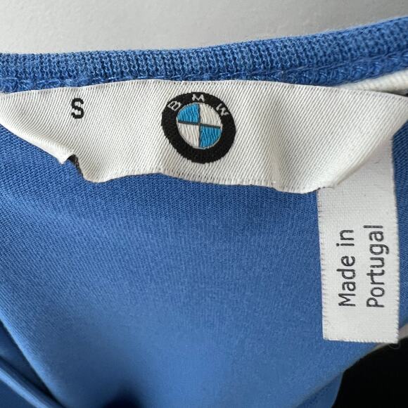 BMW Womens Blue Short Sleeve T-Shirt Cotton Blend Rounded V-Neckline Size S - Picture 8 of 10